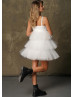 Ivory Tulle Tiered Adorable Party Dress